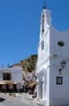 Mijas, Andalucia/spain - July 3 : Typical Street Cafe In Mijas Stock Photo