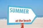 Summer At The Beach Sign Stock Photo