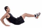 Sports Man Doing Fitness Exercise Stock Photo