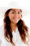 Young Smiling Woman Wearing Hat Stock Photo