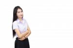 Portrait Of  Student University Uniform Stock Photo