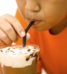 Drinking Iced Coffee Stock Photo