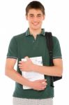 Teenage Student Holding Books Stock Photo