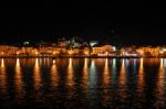 Croatian Marina At Night Stock Photo