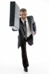 Businessman Running With Briefcase Stock Photo