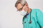 Attentive Look Of Male Surgeon Stock Photo