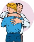 Father Hugging Son Stock Photo