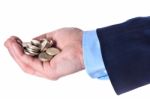 Heap Of British Pound Sterling Coins In The Hand Stock Photo