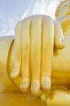 Hand Of Biggest Golden Buddha Stock Photo