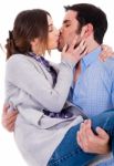 Romantic Couple Kissing Each Other Stock Photo