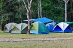 Camping Tent In The Mountains Stock Photo