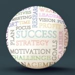 Word Cloud Sphere Shows Road To  Success Stock Photo