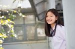 Portrait Of Thai Student Teen Beautiful Girl Happy And Relax Stock Photo