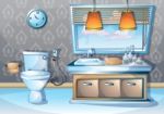 Cartoon  Illustration Interior Bathroom Stock Photo