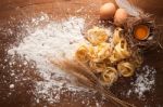 Fettuccine Pasta Italian Food Still Life Rustic Stock Photo