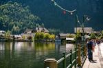 A Sunny Day Beside The Lake At Hallstatt Stock Photo