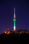 Seoul Tower At Night.namsan Mountain In Korea Stock Photo