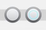 Abstract Modern White Circle Button Technology  Illustrati Stock Photo