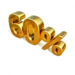 3d Gold 60 Sixty Percent Discount Sign Stock Photo