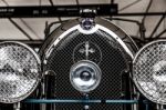 Badge Grille And Radiator Cap On Vintage Car At Goodwood Revival Stock Photo