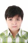 Little Boy With Serious Look Stock Photo