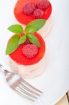 Fresh Raspberry Cake Mousse Dessert Stock Photo