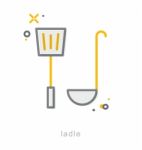 Thin Line Icons, Ladle Stock Photo