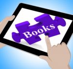 Books Tablet Means E-book Or Reading App Stock Photo