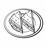 Line Drawing Of Sandwiches In Dish -simple Line  Stock Photo