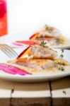 Sea Bream Fillet Butter Pan Fried Stock Photo