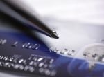 biro Pen on Credit Card Stock Photo