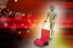 Man With Trolley For Delivery Stock Photo