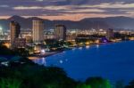 Hua Hin City In Twilight, Thailand Stock Photo