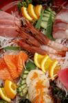 Closeup Colorful Assorted Sashimi Stock Photo