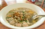 Noodles Soup With Ingredients On Table Stock Photo