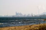 Industrial Scene In Fall Season, Indiana Stock Photo