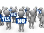 Characters Holding Yes No Signs Mean Uncertain Decisions Stock Photo