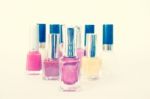 Set Of Nail Polish On Background Stock Photo