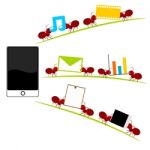 All In One  Smartphone And Red Ants Illustration Stock Photo