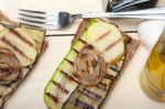 Grilled Vegetables On Bread Stock Photo