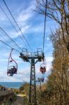 Chairlift To Alum Bay And The Needles Stock Photo