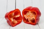 Fresh And Colorful Red Bell Pepper Sliced Stock Photo