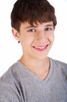 Smiling Young Teenage Boy Stock Photo