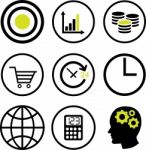 Set Of Financial Concept Icons - Iconic Design Stock Photo