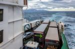 Cook Strait, New Zealand - February 11 : Ferry Crossing The Cook Stock Photo