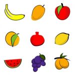 Fruit Icons Stock Photo