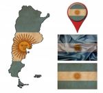 Argentina Flag, Map And Map Pointers Stock Photo