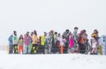 Deogyusan,korea - January 23: Skiers And Tourists In Deogyusan Ski Resort On Deogyusan Mountains,south Korea On January 23, 2015 Stock Photo