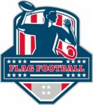 Flag Football Qb Player Passing Ball Crest Retro Stock Photo