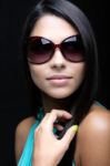 Portrait Of Beautiful Caucasian Woman With Sunglasses Stock Photo